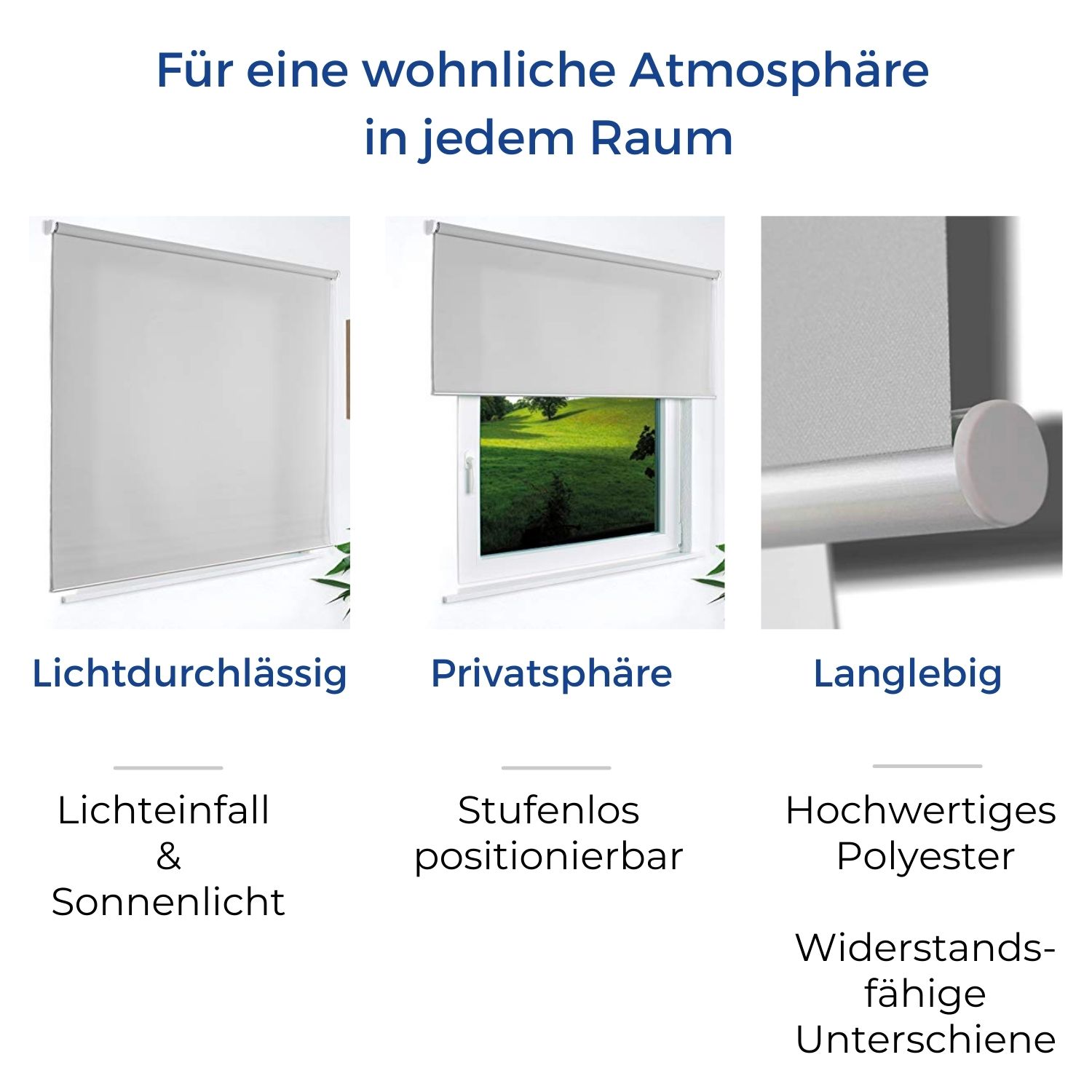 Fensterdecor Fertig Sichtschutzrollo Weiß 60 x 180 cm (BxH)